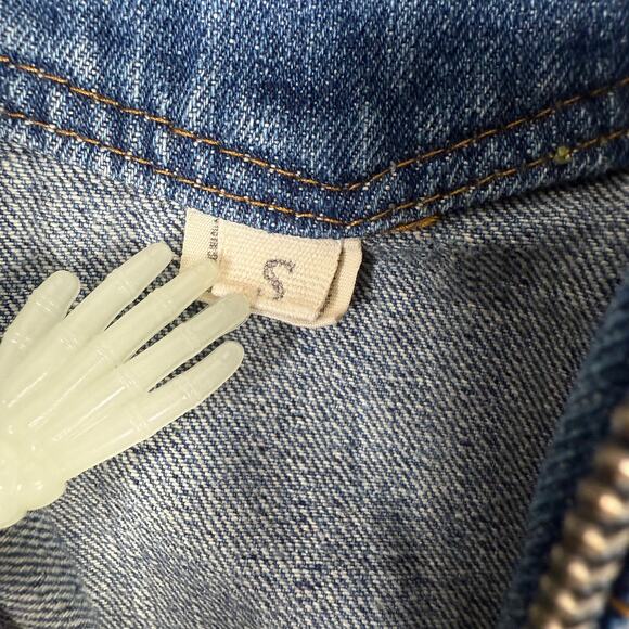VTG Ezra Fitch Womens Blue Distressed Y2K 90s Abercrombie Denim Jacket Sz S NWOT - Picture 10 of 11